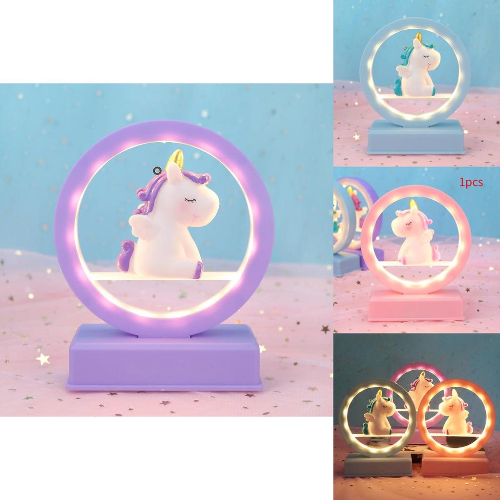 Cute Cartoon Unicorn Led Night Light Music Box Desktop Decor Ornament For Romantic Occasion And Decor