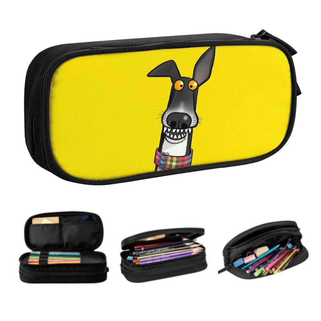 Custom Cute Greyhound Whippet Sighthound Dog Cute Pencil Case Boys Gilrs Large Storage Pencil Box Students Stationery