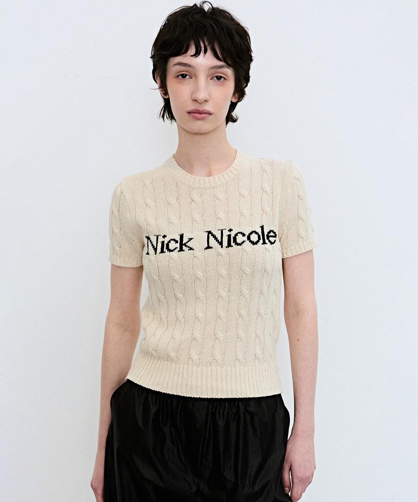 Nigaennikol Nick Nicole Cable Half Knit_Light Beige