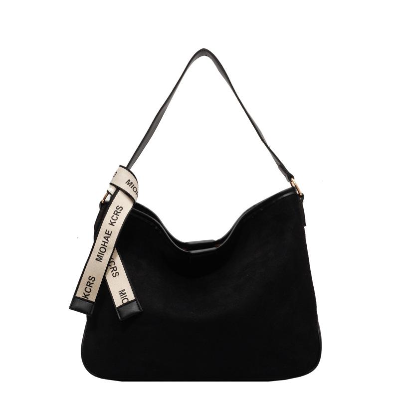 

Женская универсальная замшевая сумка-тоут - Большая вместимость, Текстурная мода для осени/зимы, Носится через плечо и на плече чёрный