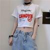 Women's summer short t-shirt female Hyunya navel Korean version ins trendy loose and thin couple's short top printing