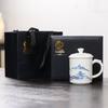 Sushi Hand-painted Mutton Fat Jade Ceramic Mug with Lid
