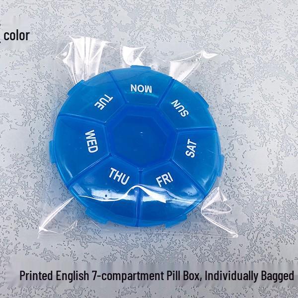 7-Day Round Portable Pill Box with 7 Compartments