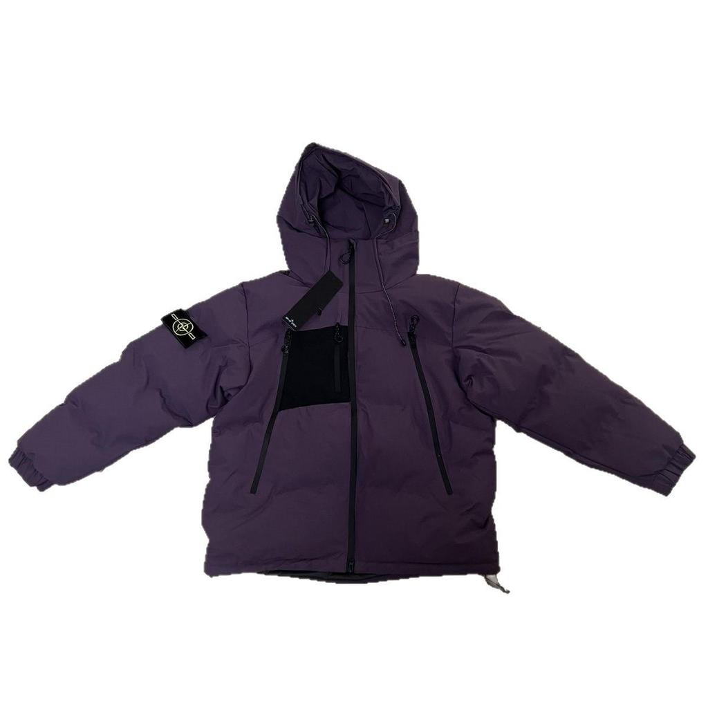 Podzimní/zimní bavlněná bunda s kapucí - Unisex teplý venkovní kabát v černé, bílé, travně zelené, fialové, vojenské zelené