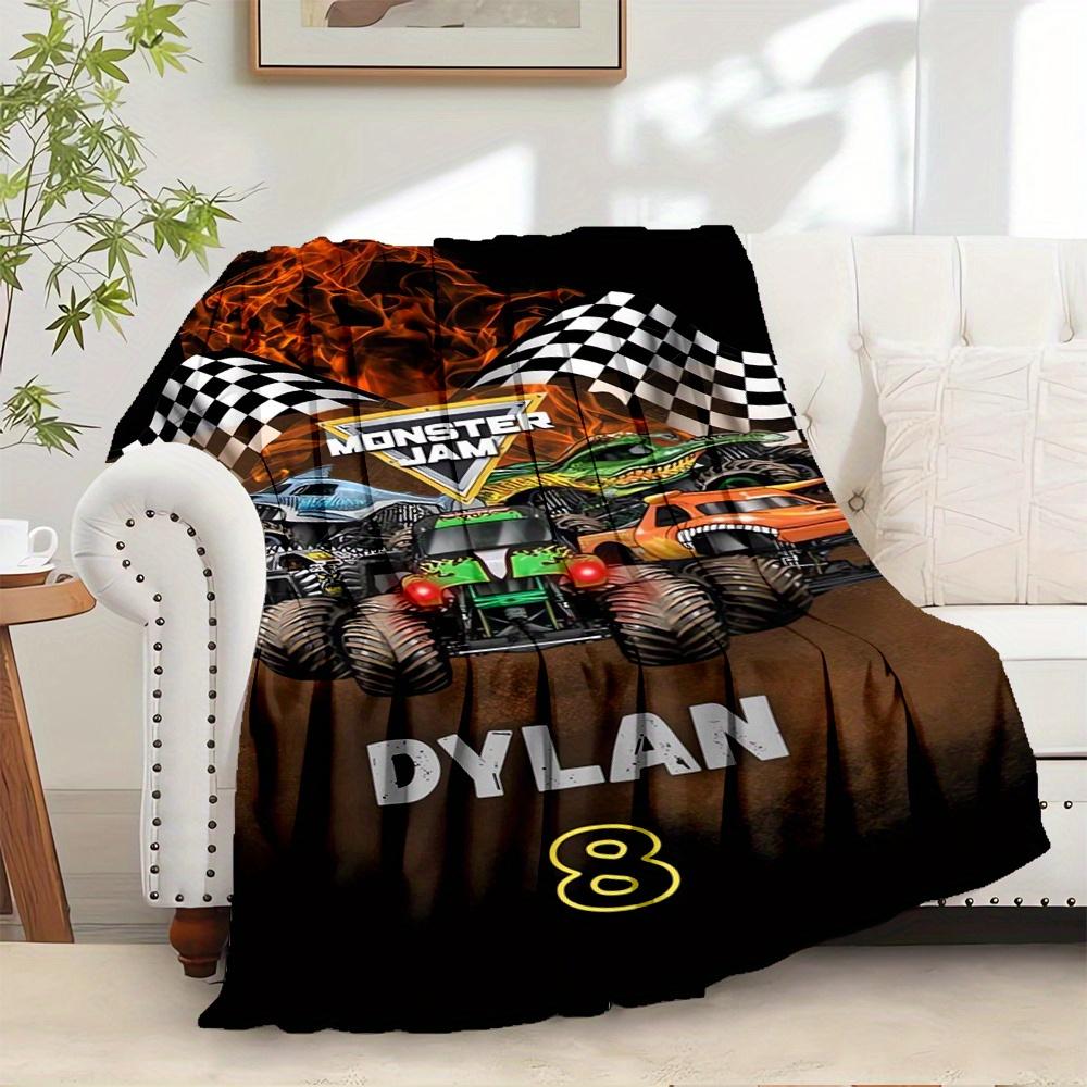 For Monster Jam,Dylan,Eight Themed Flannel Blanket, Glam Style, Digital Print, All Season Comfort, ,for Cozy Plush Flannel Cover166