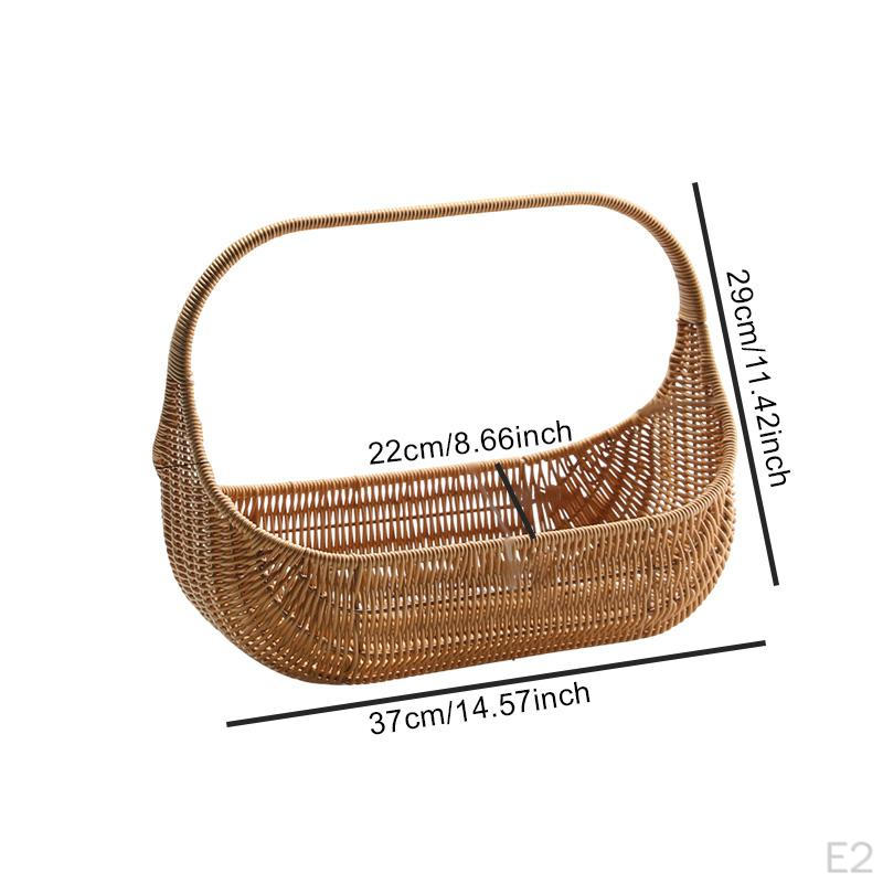 Fruit Basket Household Organizer with Handle Organizing Holder Picking Kitchen Imitation Rattan