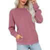 Women's Casual Fashion Solid Color Neck Long Sleeve Sweatshirt Lightweight Pullover With Side Pockets Warm Sweatshirt