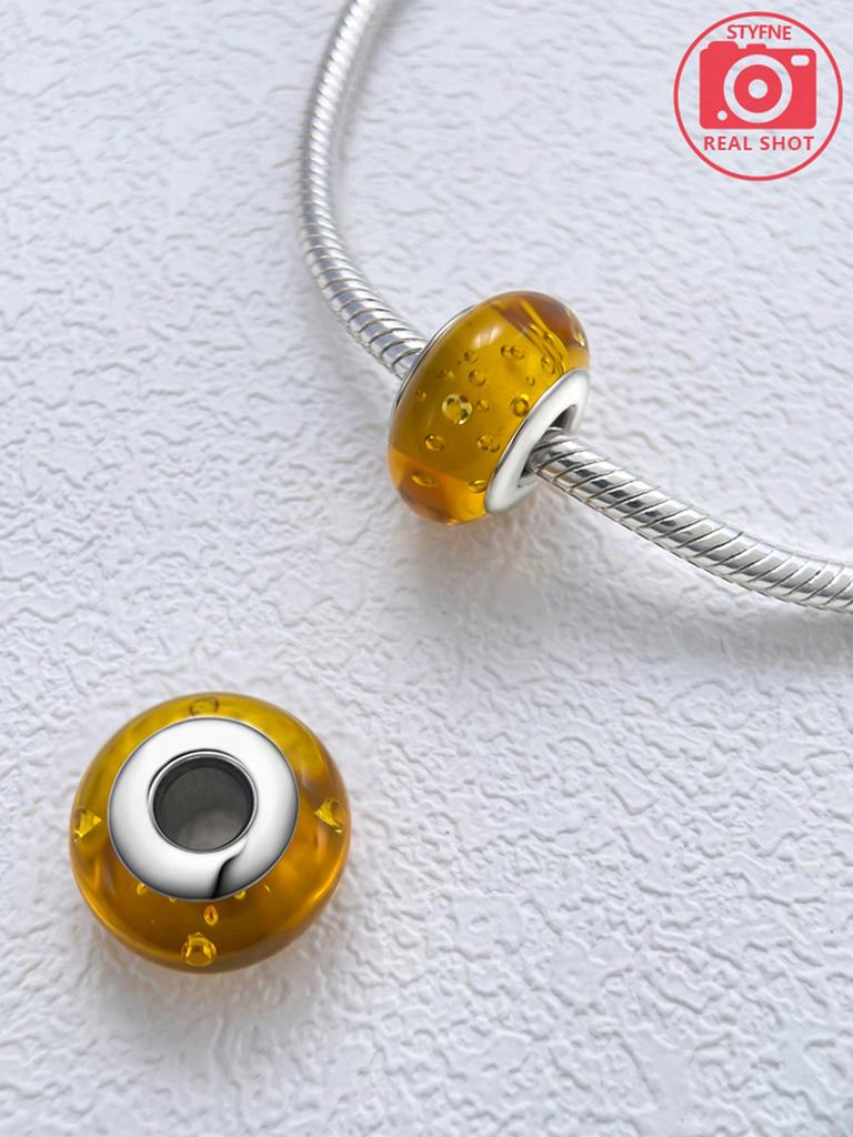 Charms Plata Bubble Glass Beads Charm Copper Plated Fit Charms Copperoriginal Bracelet For Jewelry Making Diy Charm