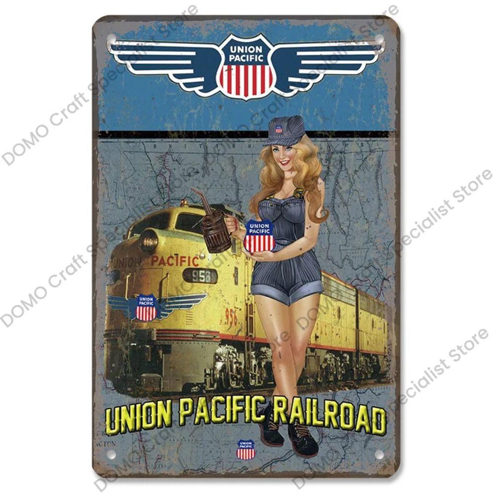 Metallplatta för flickor i interiör från Pinup-postern