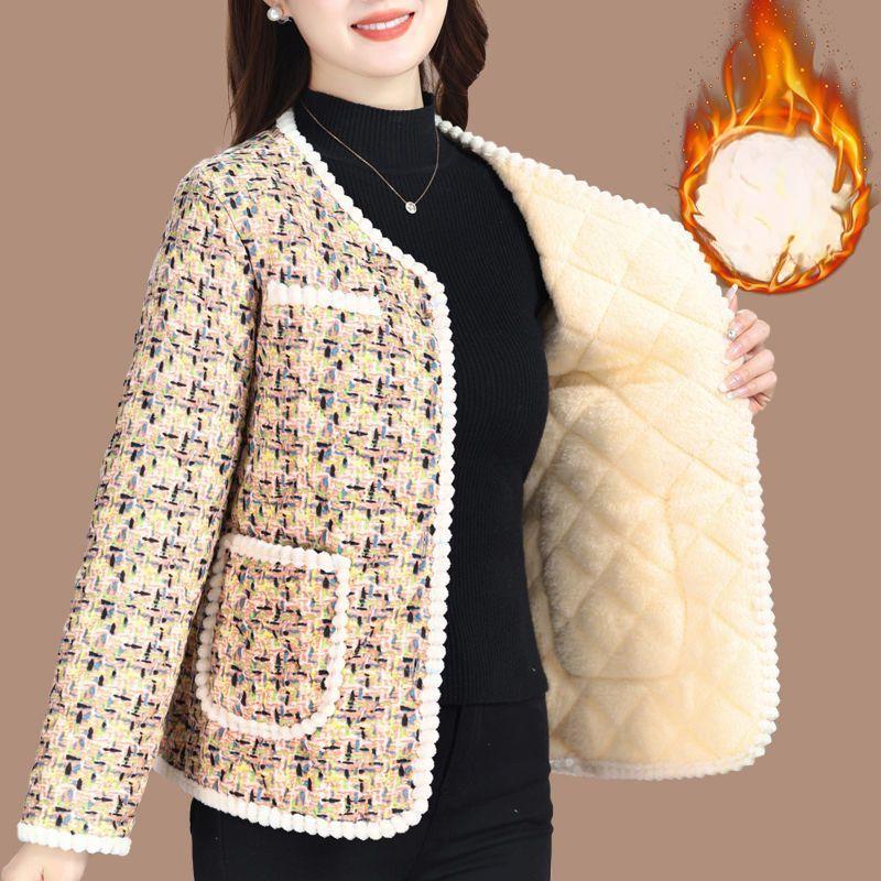 

Женский зимний жилет средней длины с флисовой подкладкой, утолщенный, с принтом, V-образным вырезом, без рукавов, удобный, термобелье, повседневный, базовый слой M бежевый