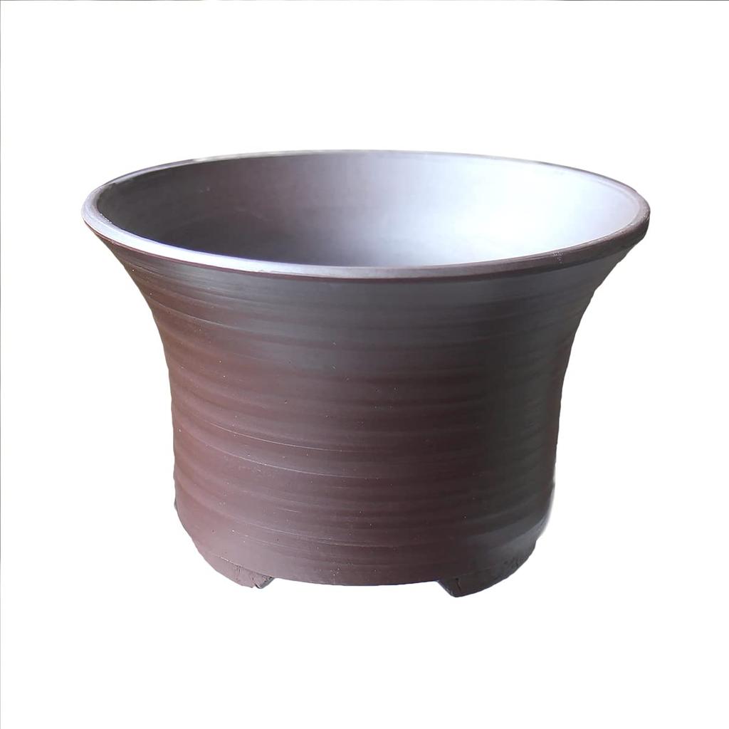 Umekichi Bonsai Round Damme Bonsai Purple Yokkaichi Banko Tozan Deep Suitable for Miscellaneous Approximately Small Size Supplies, 3.5" Pot, Clay,