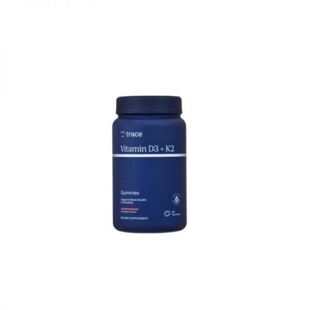 Trace Mineral Vitamin D3 + K2 Tablets, 60 servings, 1 strawberry
