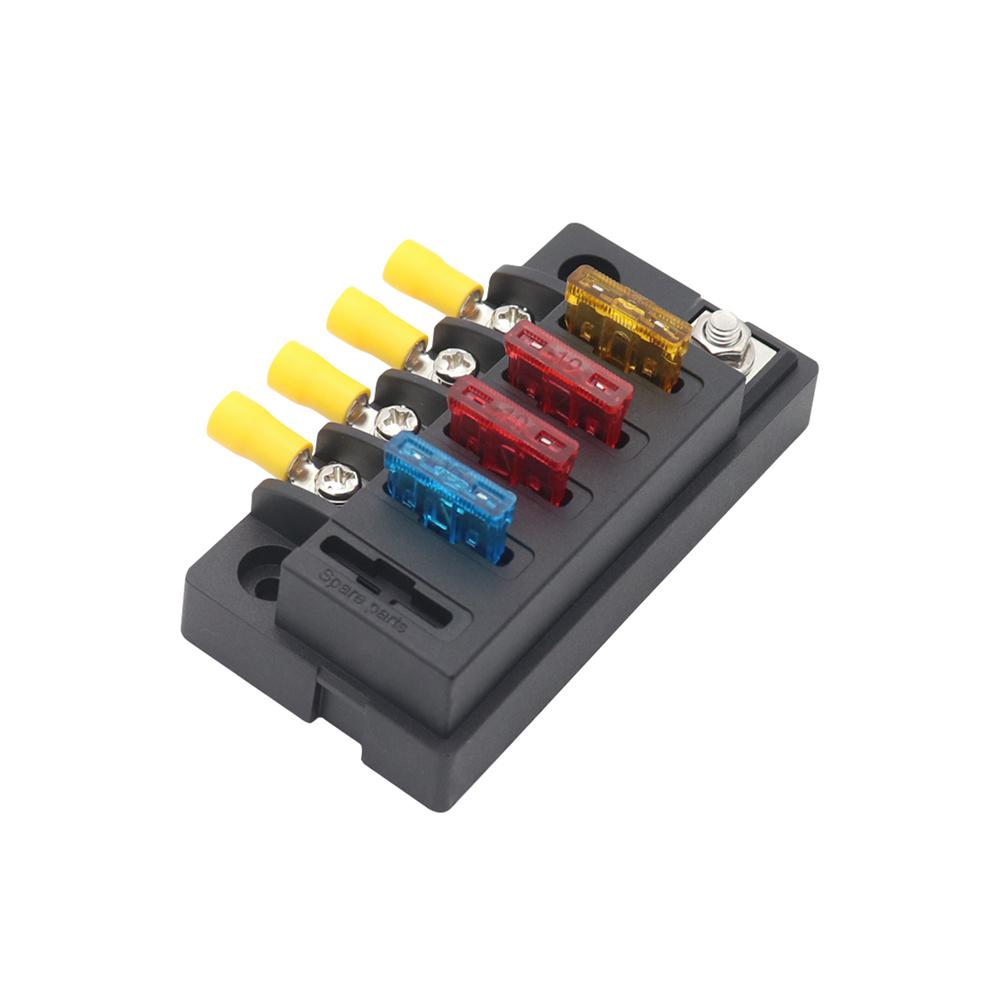 32V 4-Way Compact Fuse Box with Single Input and 4 Output For Car Marine Boat RV