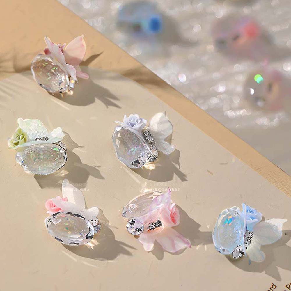 Nail Jewelry Rose Flower Nail Rhinestones Crystal Butterfly Nail Accessories  Girls/Women