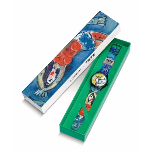 Swatch Chagall's Blue Circus SUOZ365 Watch, Blue