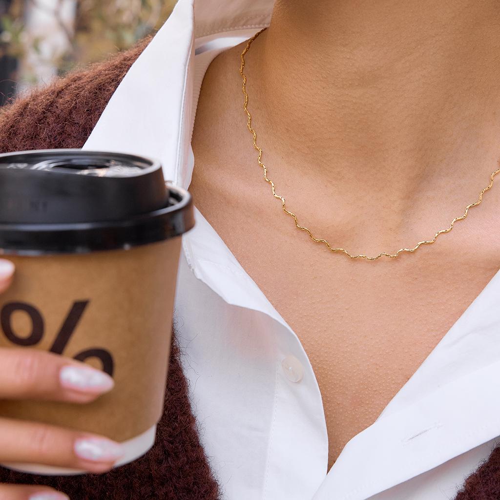 Yori New Stainless Steel Wave Pendant Necklace For Women Stainless Steel Delicate Daily Sweet Jewelry Accessories