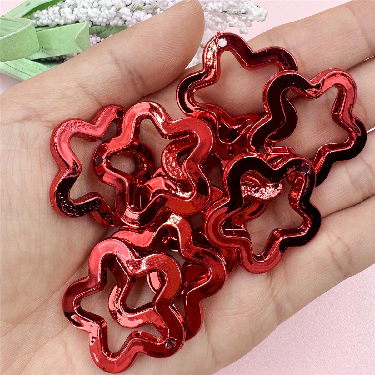 

30 мм акриловые свободные бусины DIY ювелирные аксессуары для ожерелий серьги изготовление УФ-цветного покрытия мода 10 шт. Звезда кулон красный