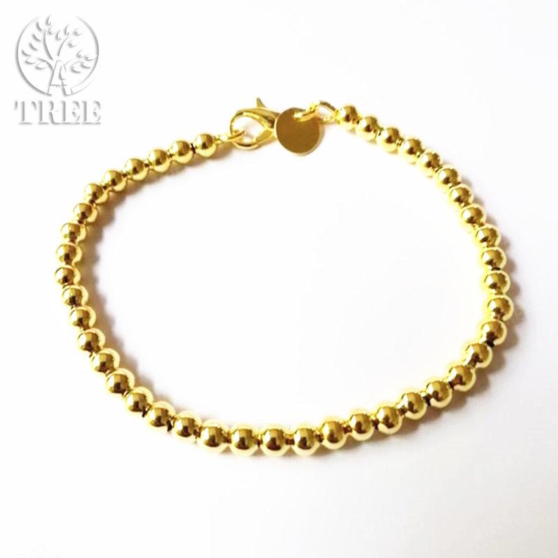 Fashion Elegant 925 Sterling Silver 4MM Beads Chain Women Cute Bracelet High Quality Gorgeous Jewelry