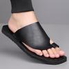 Herren Schwarze Leder Pantoffeln Einfache Flache Schuhe Sommer Weiße Flip-Flops Outdoor Römische Sandalen Braune Offene Zehen Strand Schuhe Übergröße