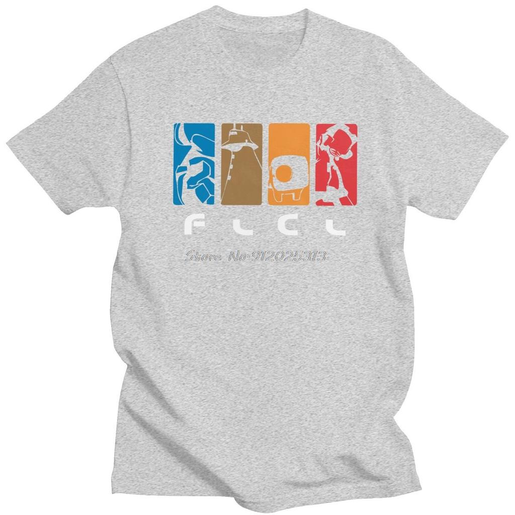 Japan Anime Fooly Cooly T-Shirt Herren Kurzarm Baumwolle FLCL T-Shirt Klassische Animation T-Shirt Manga Fans Tee Tops Geschenk