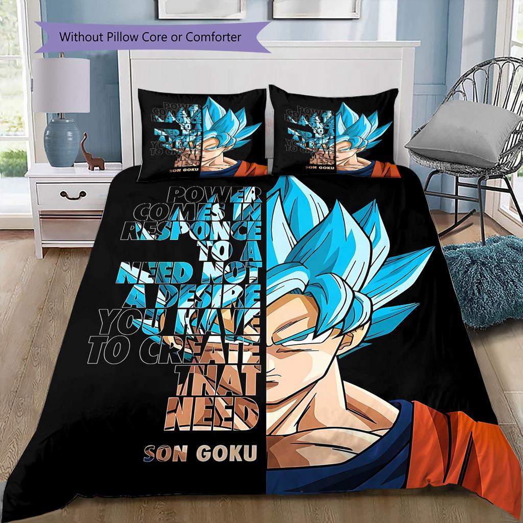 Set Copripiumino Trapuntato Dragon Ball Super Federa Cuscino Regalo di Compleanno per la Casa(1 * copripiumino + 2 * federa, senza nucleo)