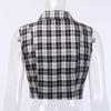 Women Check Waistcoat Punk Vest Tank Crop Top Chain Gothic Sleeveless Shirt