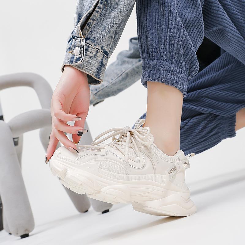 Spring new thick-soled non-slip dad shoes ins wind Korean version sports shoes heightening women's shoes comfortable and breathable shoes