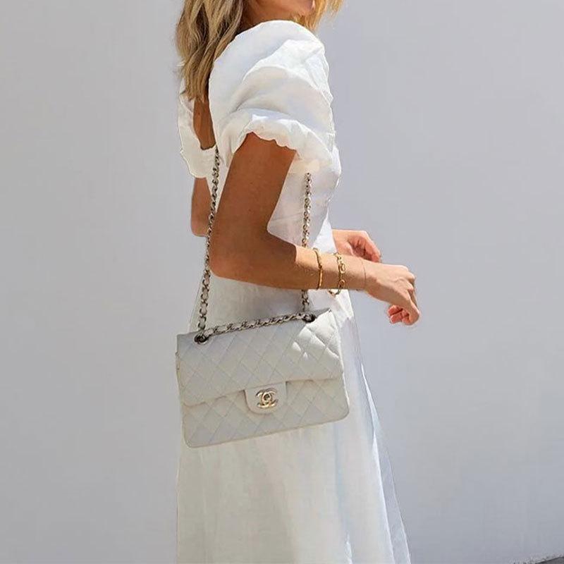 Neue Damenbekleidung, Schlank und Sexy Hohl Ärmel mit Puffärmeln, Einfarbiges Großes Taillenbetonendes Kleid