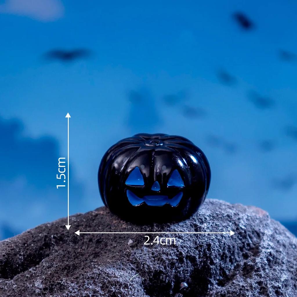 12PC Halloween Ornament Cartoon Witch Ghost Pumpkin Figurine Micro Landscape Dollhouse Model Car Interior Desktop Decoration