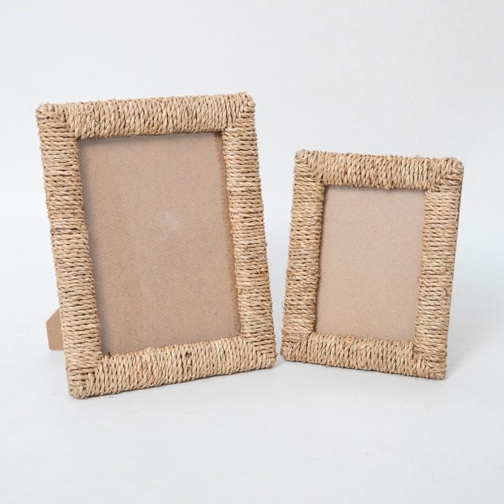 Cornice Portafoto in Rattan 4×6 / 5×7 pollici Cornice Portafoto Artigianale in Rattan Rustico Stile Boho Cornice Portafoto Naturale da Tavolo Decorazione per la Casa