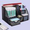 Creative multi-functional three-grid storage box desktop stationery storage box transparent iron grid Black metal pen holder