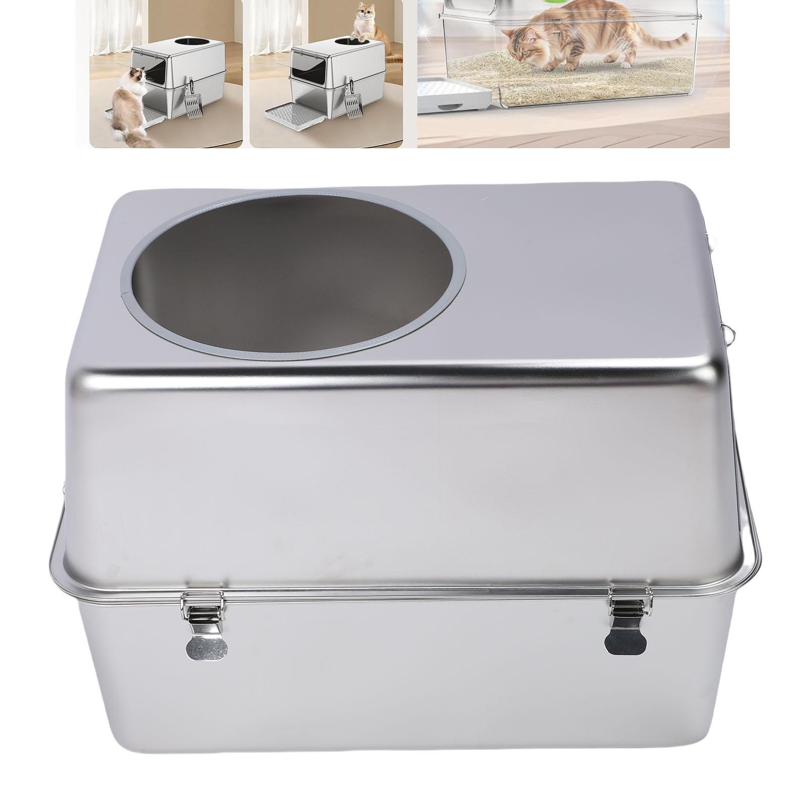 Enclosed Stainless Steel Litter Box with