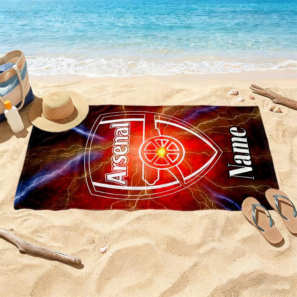 Arsenal Crest Customized Name Beach Towel Super Soft Microfiber Quickdry Fabric Perfect for Traveling Yoga Camping and Swimming