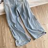 Edgy Hole Denim Loose Pants Women Autumn Newest Distressed Wide Leg Pocket Trendy Street Spicy Girl Y2K Casual Jeans