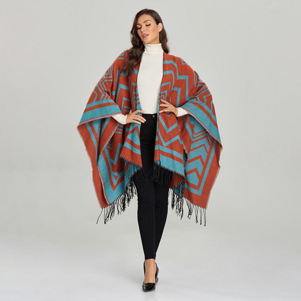 Warm Thickened Tassel Scarf Shawl for Autumn/Winter Travel Photos
