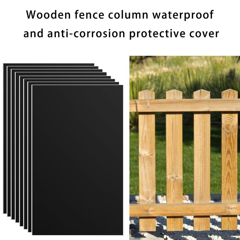 8Pcs Fence Post Protections Sleeves Waterproof and Rot Resistant Suitable for 3-5inch Round and 3-4inch Square Posts
