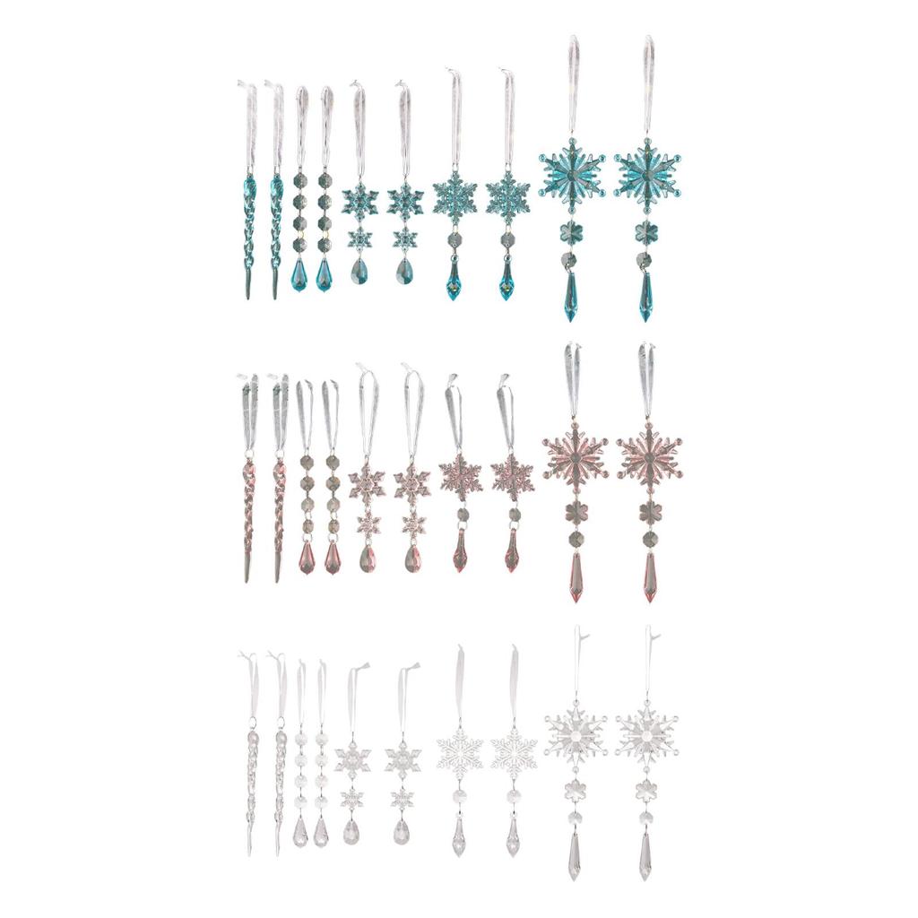 Polyacrylate Snowflakes Icicles Ornaments DIY Drop Pendants for Christmas Tree Charm Seasonal Home Decoration