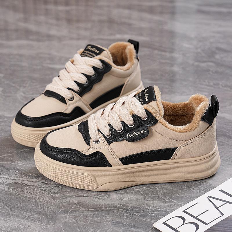 Winter new fleece cotton sneakers ins soft sole thick sole casual sports cotton shoes H
