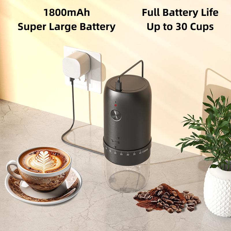 Portable 1800mAh Electric Coffee Bean Grinder 40 Gears External Adjustable Home Rechargeable Grinders Household Coffee Machine