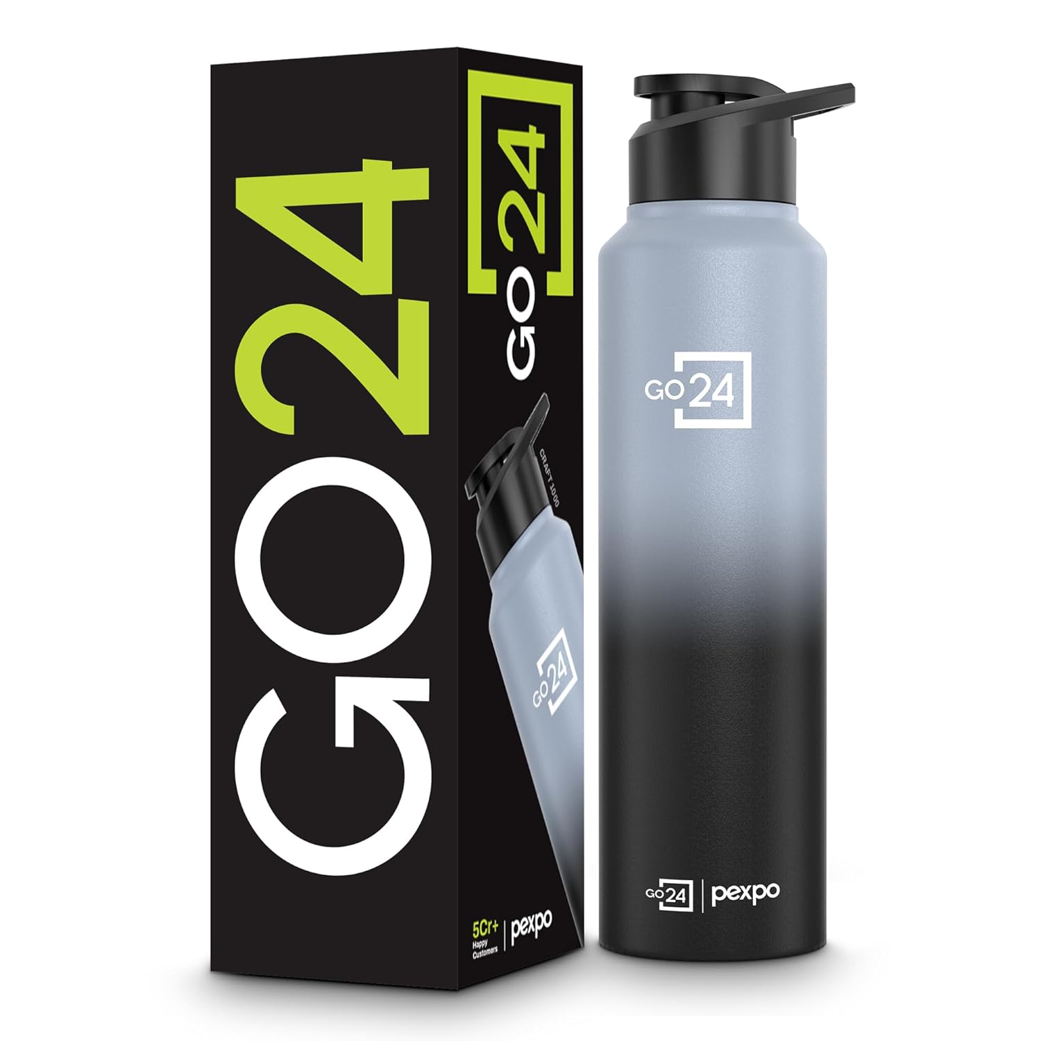 

Water Bottle 1 ltr Go24 Stainless Steel Sports/Fridge Bottle with Sipper Cap | Single Wall | For Home, Office, Gym, Travelling - 950ml 950 ml