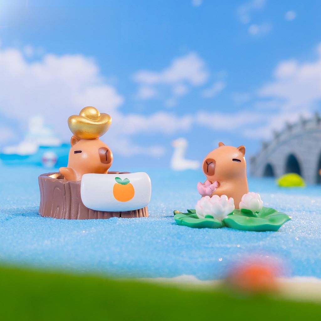 Adorable Capybara Figurine Resin Blind Box Desktop Decor Cartoon Style