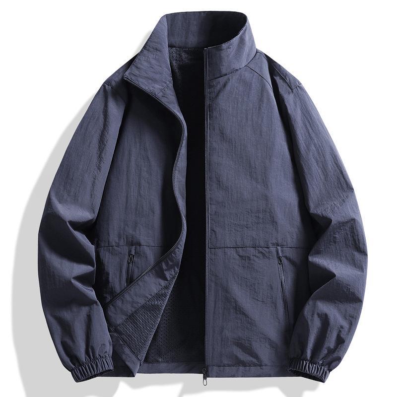 Men's Plus Size Stand Collar Jacket - Spring/Autumn Middle-Aged Casual Coat