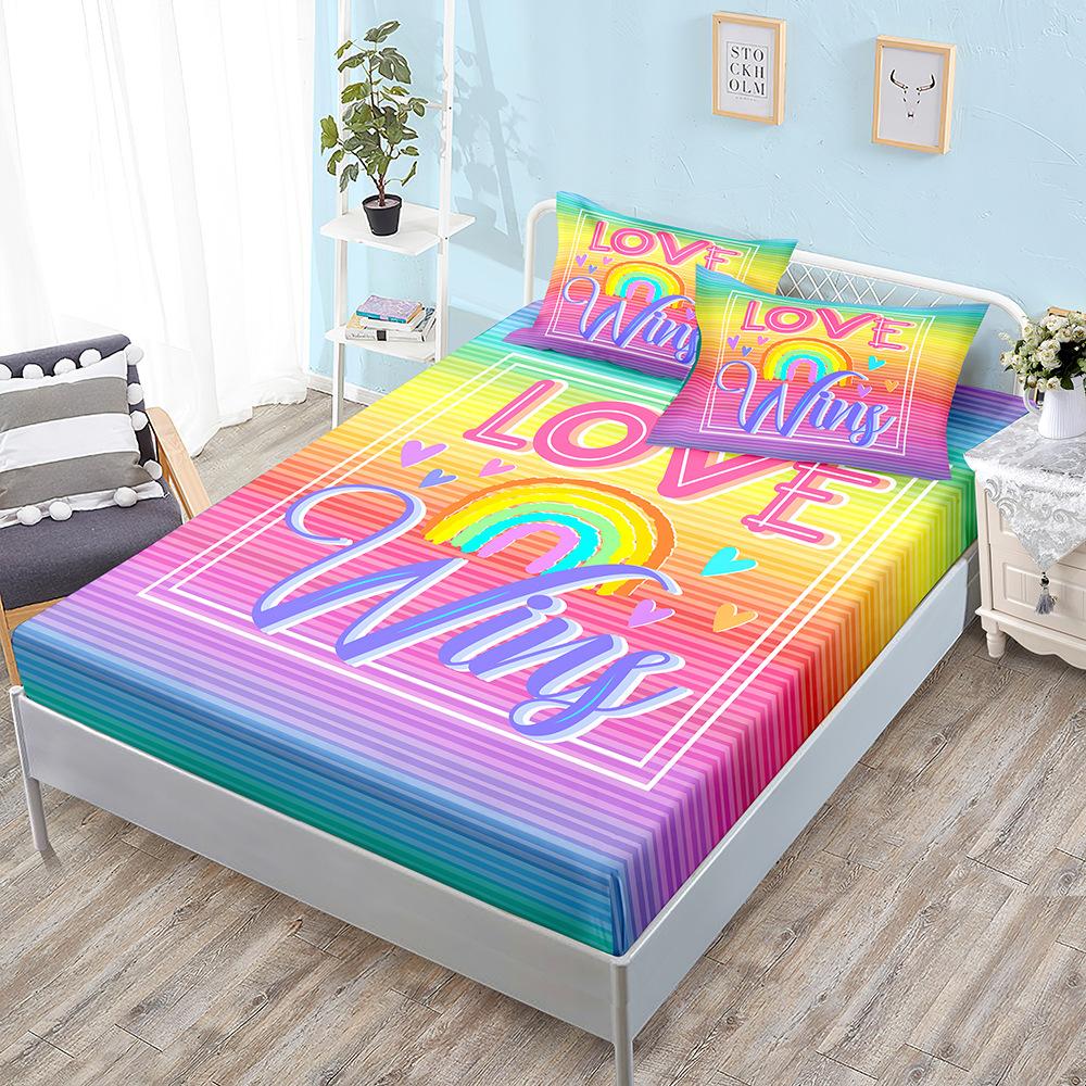 Three-Piece Mattress, Mattress Cover, Rainbow Dwarf Love Letter Mattress Cover.