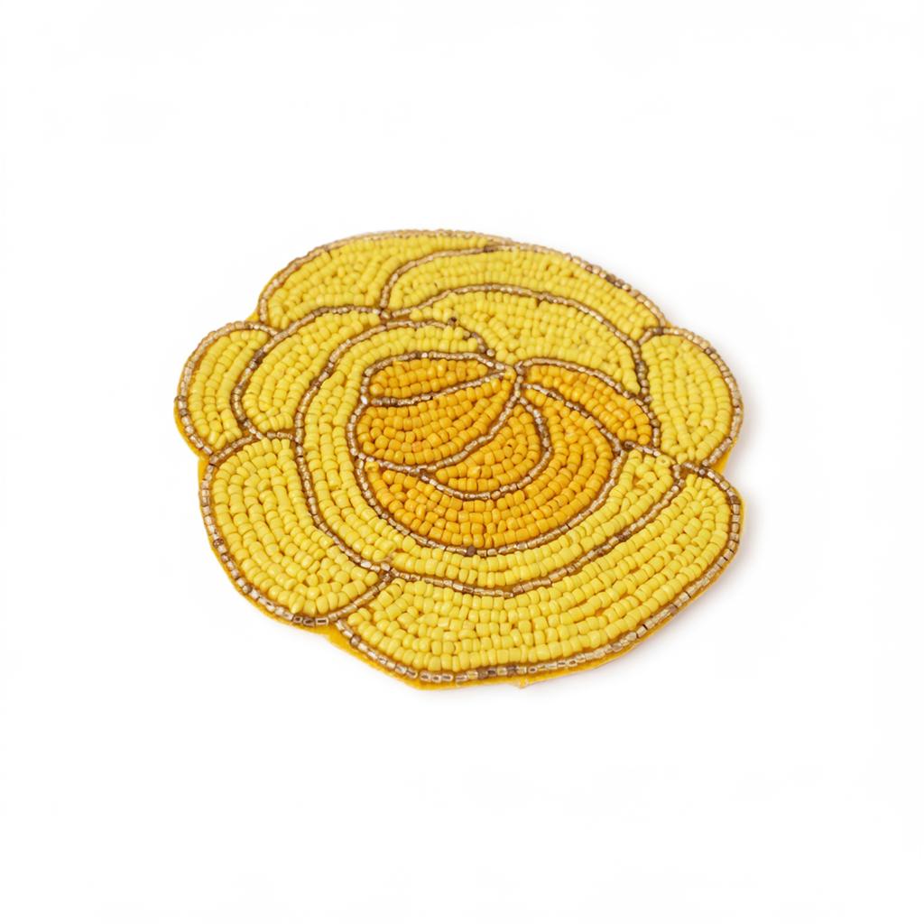 Handmade Beaded Rose Coaster | Floral Tea Cup Mat & Table Mat, Heat Resistant Drink Coaster, Embroidered Kitchen Gift