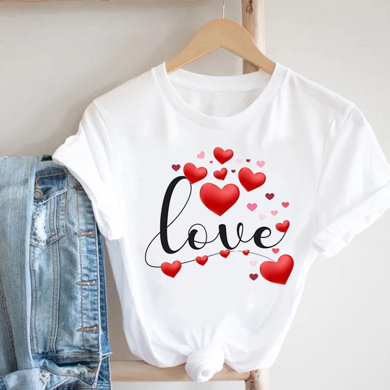 (Asian Size) love trend style  Lady Female Top Printed Women Tee Clothing Casual T Shirt Fashion Graphic Short Sleeve T-shirts