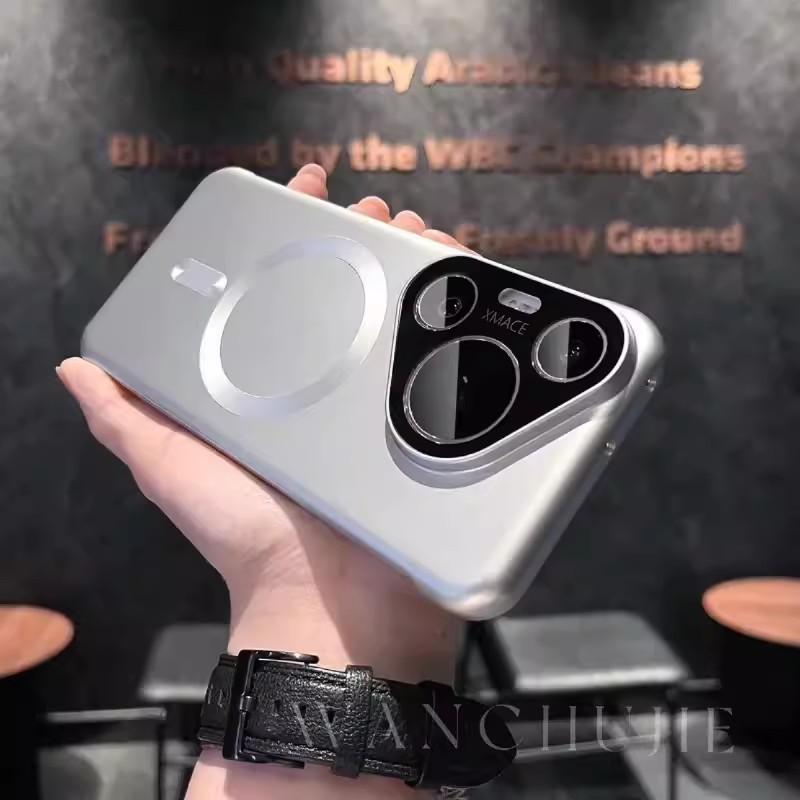 

Этот матовый чехол для телефона с краской, магнитный чехол MATE60P с защитой от падений, подходит для Huawei Pura70pro Mate60pro+ серебряный