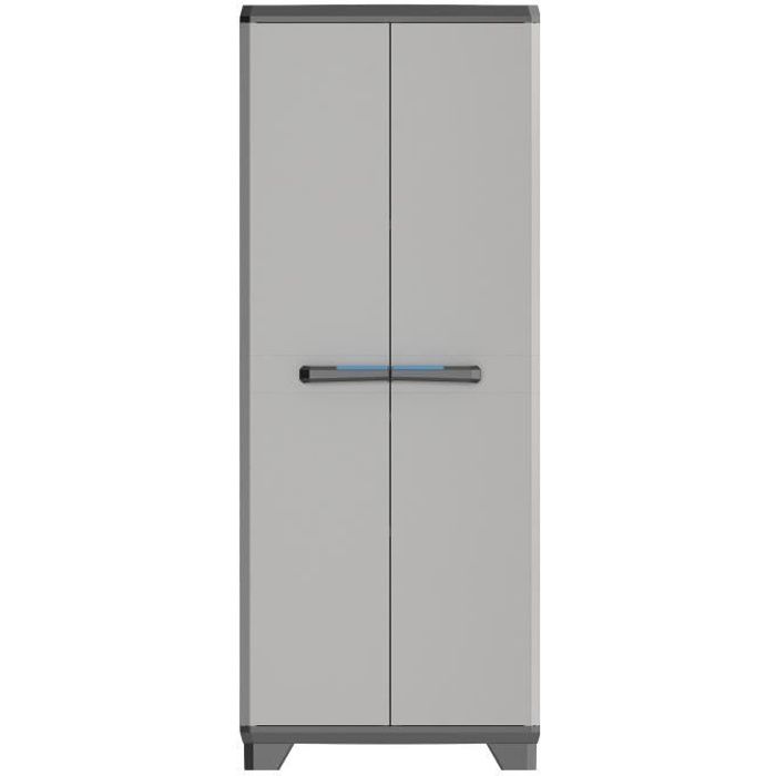 Armoire de rangement haute KETER LINEAR - Noir / Gris - 68 x 39 x 173 cm - 3 étageres réglables - Cadenassable