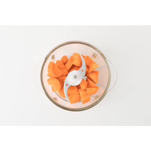 FUKAI Food Chopper, White | Mince Meat and Vegetable Cutter for Quick Cooking, Easy Meal Prep, Kitchen Appliance, 2 Speeds, 1200ml Capacity, Stainless