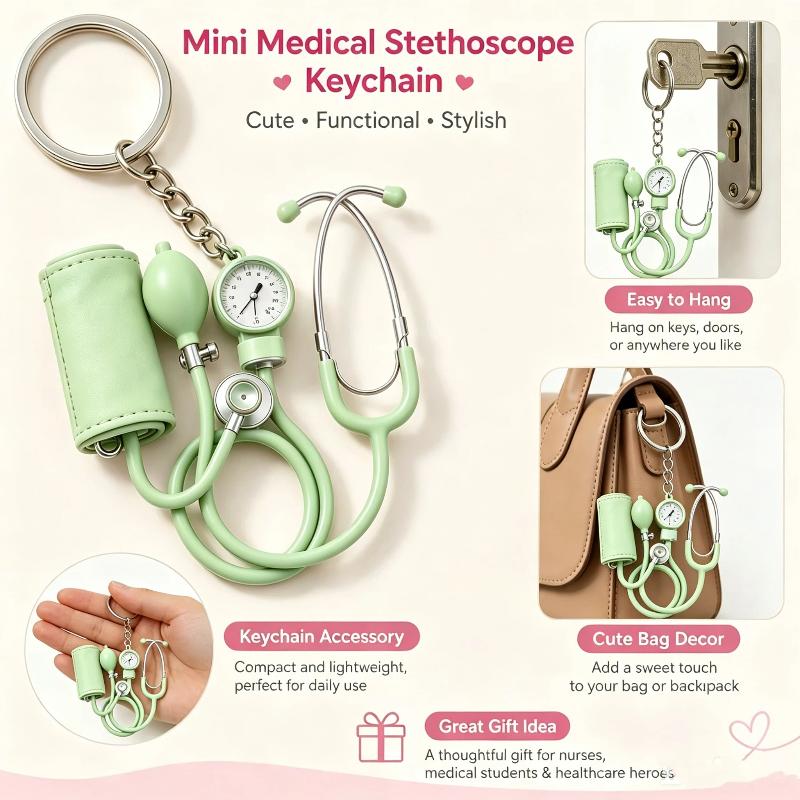 2D Acrylic Medical Keychain Mini Cartoon Stethoscope Pattern BPA Free for Pediatric Nurse Appreciation Small Gift