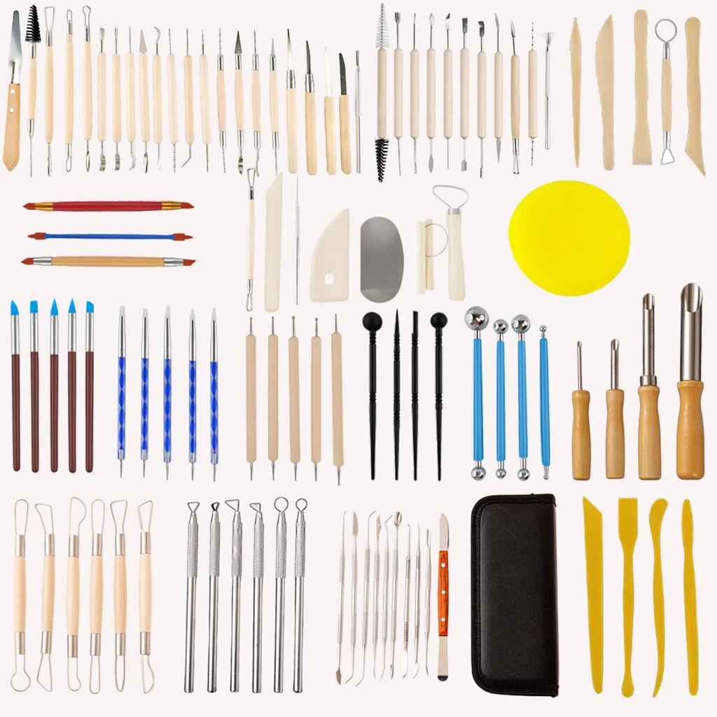 Wooden Pottery & Polymer Clay Sculpting Knife Set - DIY Pottery Tools